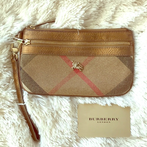 Burberry Handbags - Burberry Gold Shimmer Wristlet/Clutch Purse